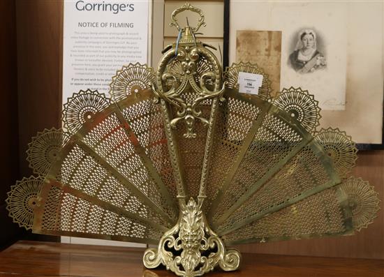 A brass fan firescreen, H.1ft 10in.